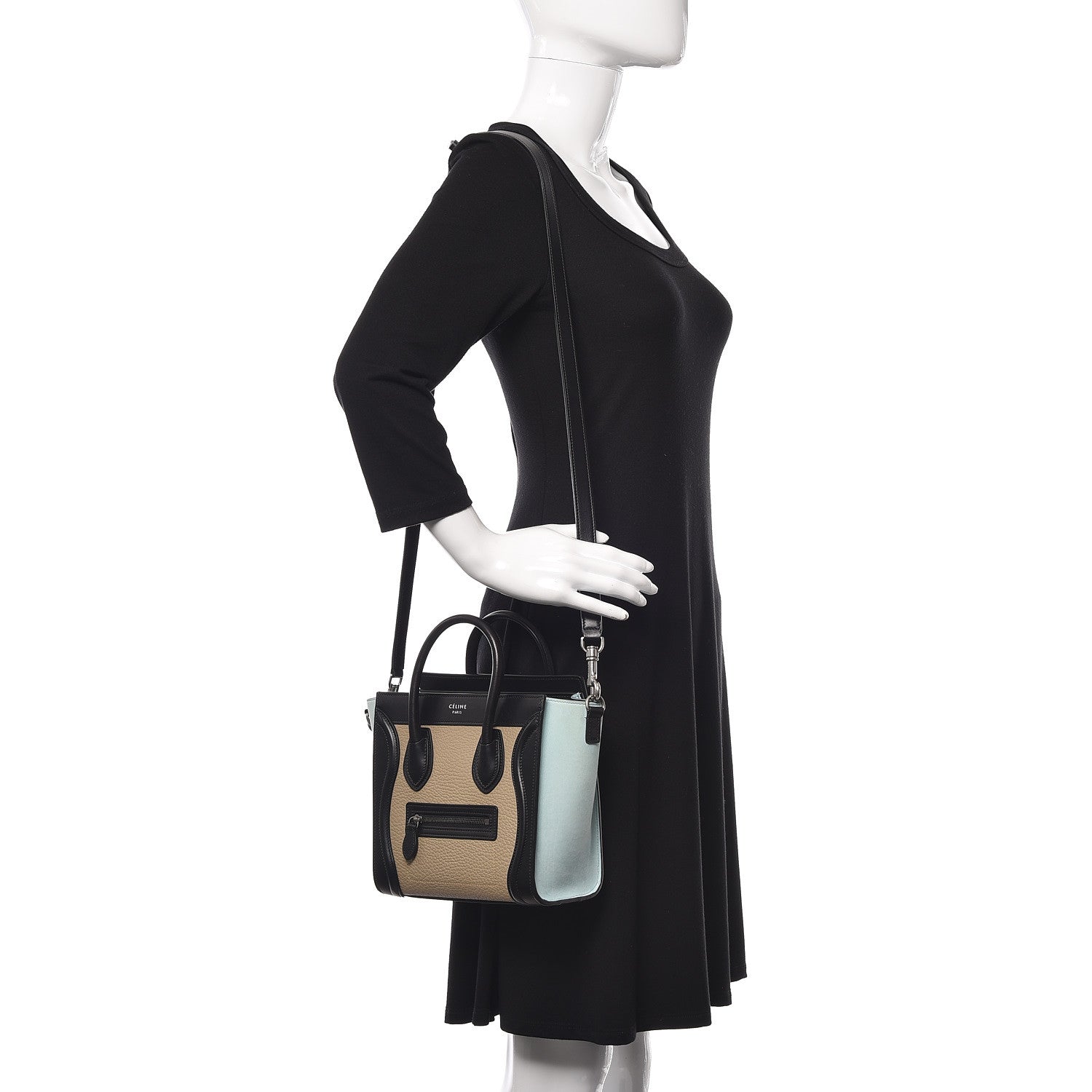 Celine Drummed Calfskin Nano Tri-Color Luggage Antarctic 2 of 11