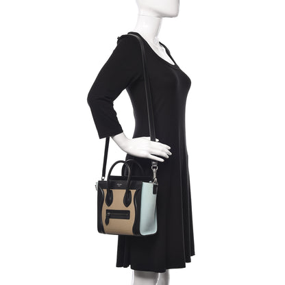 Celine Drummed Calfskin Nano Tri-Color Luggage Antarctic 2 of 11