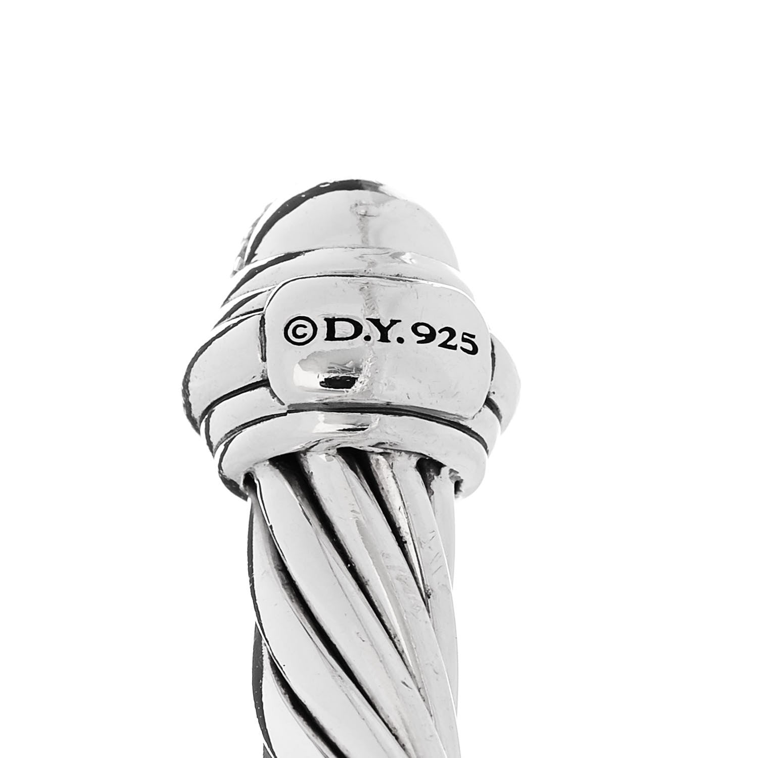 David Yurman Sterling Silver Diamond 7mm Cable Classics Bracelet 3 of 4