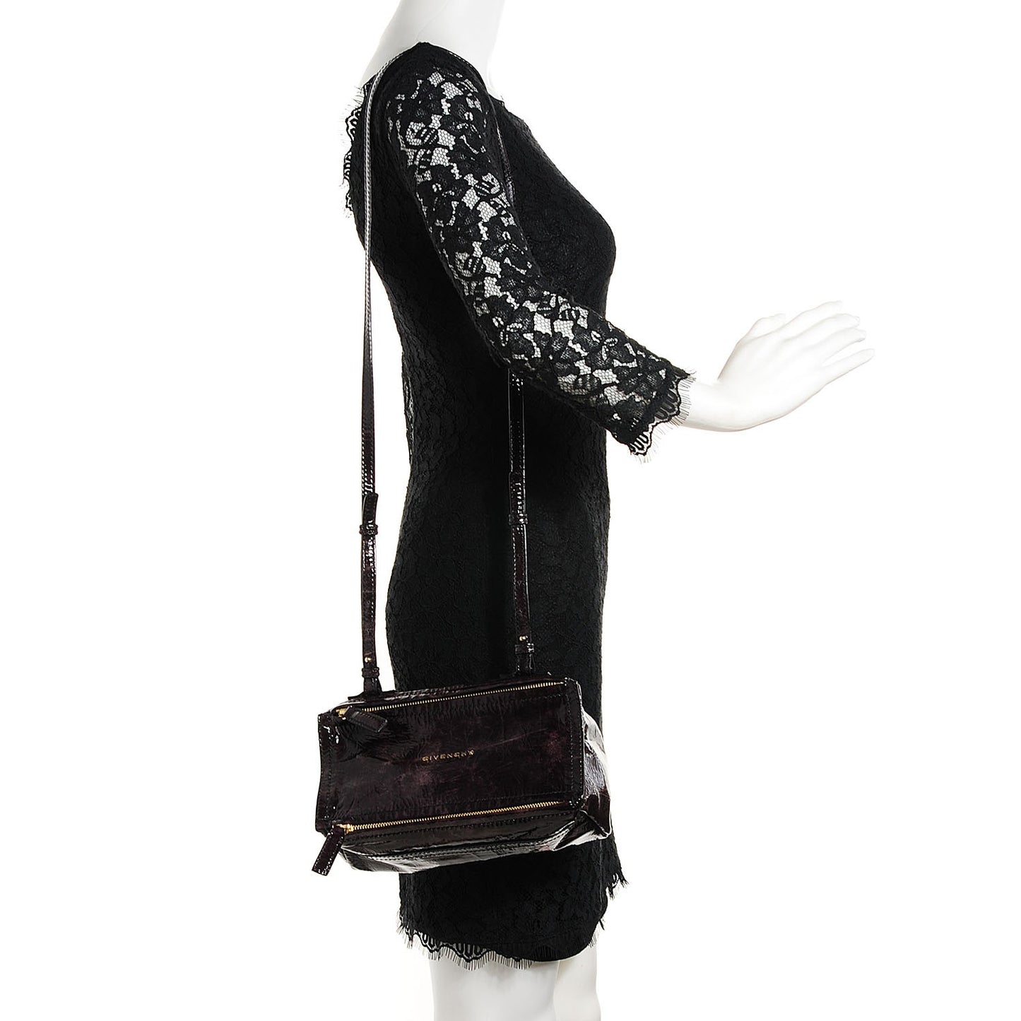 Crinkled Patent Calfskin Mini Pandora Black