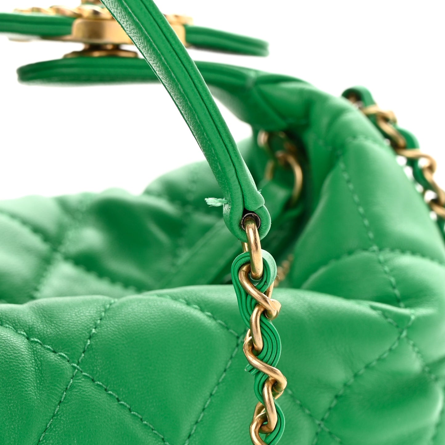 Lambskin Quilted Large Perfect Meeting Hobo Green