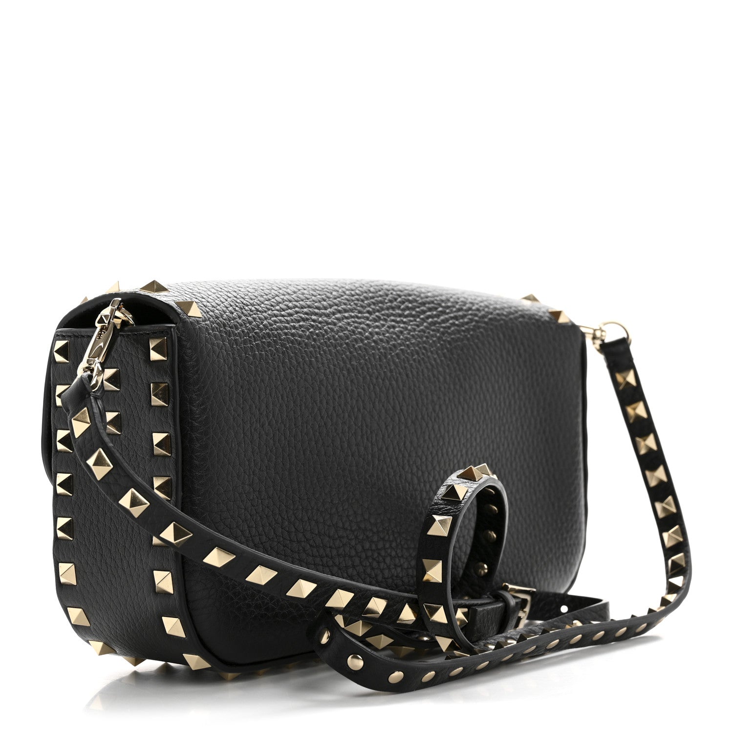 Valentino Garavani Pebbled Calfskin Medium Rockstud Flip Lock Shoulder Bag Black 3 of 14