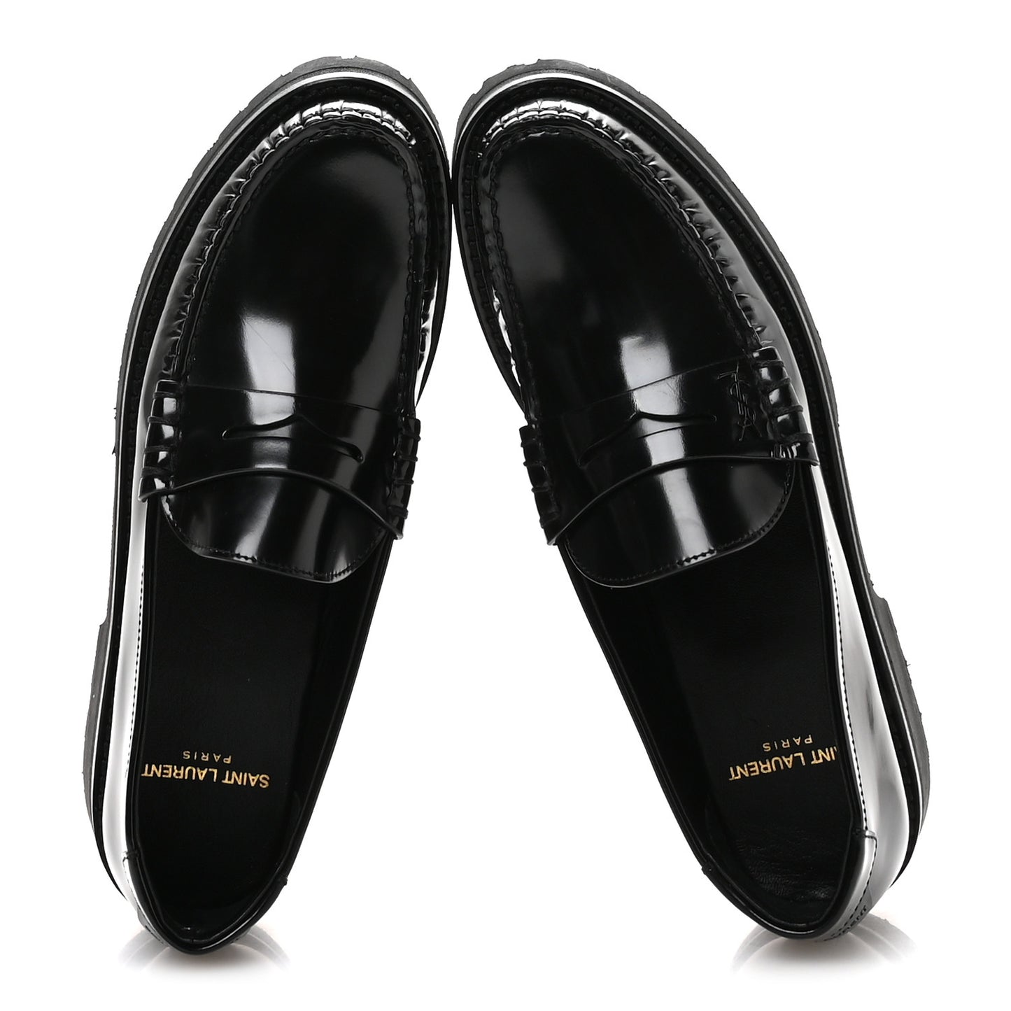 Glazed Calfskin Chunky Le Loafer Penny Slippers 38 Black