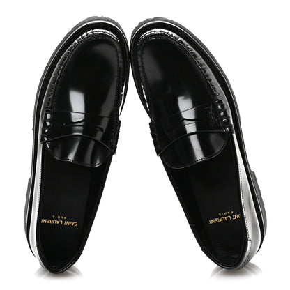 Saint Laurent Glazed Calfskin Chunky Le Loafer Penny Slippers 38 Black 2 of 8