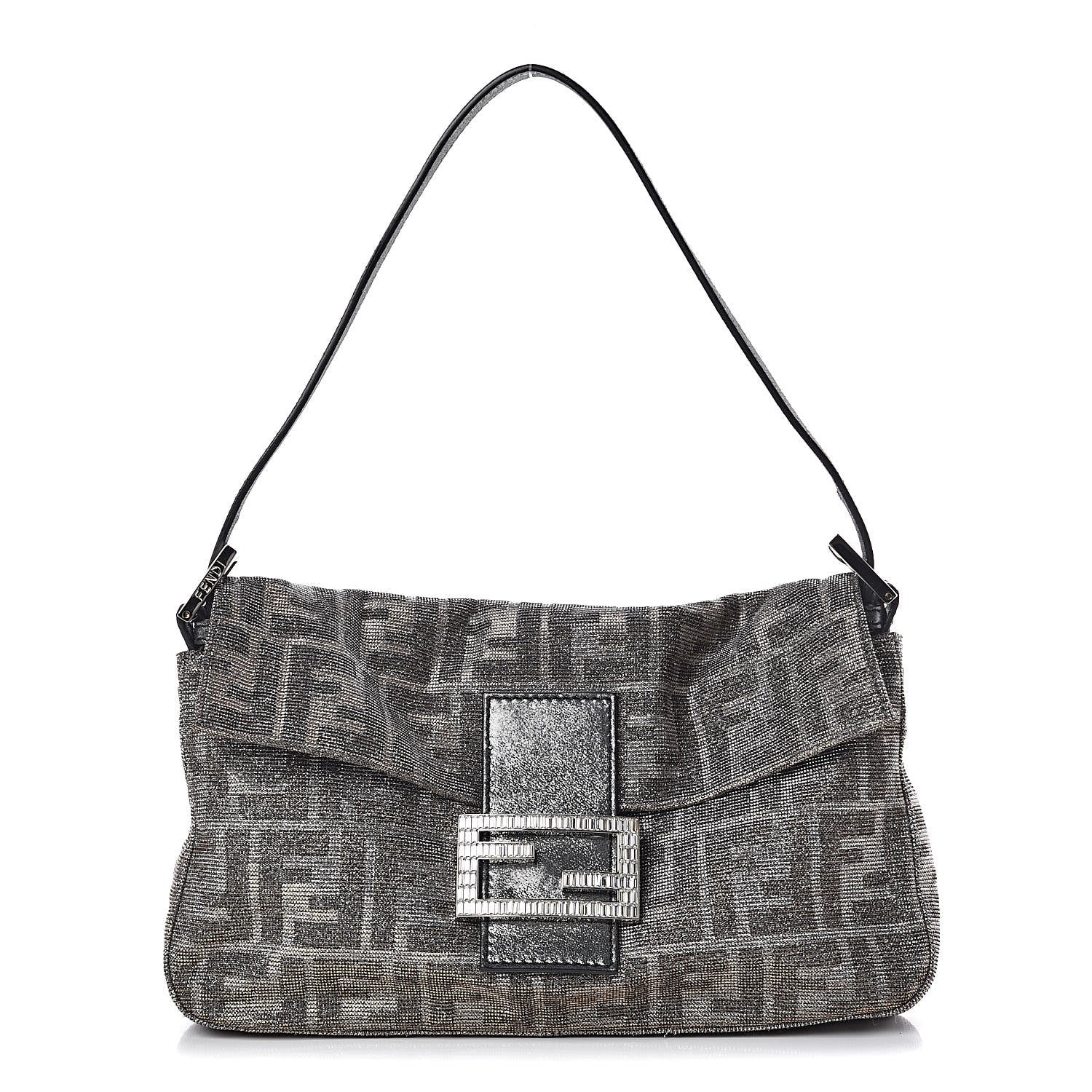 Fendi Metallic Lurex Zucca Vitello Baguette Oro Argento 1 of 10
