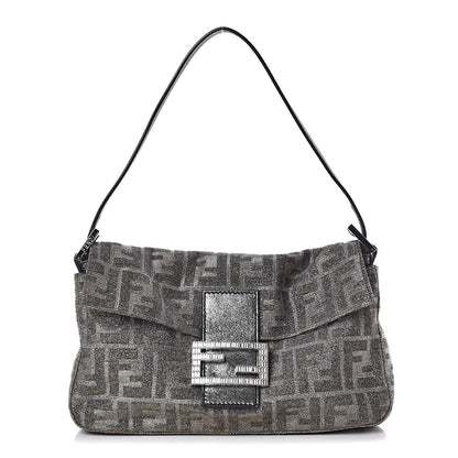 Fendi Metallic Lurex Zucca Vitello Baguette Oro Argento 1 of 10