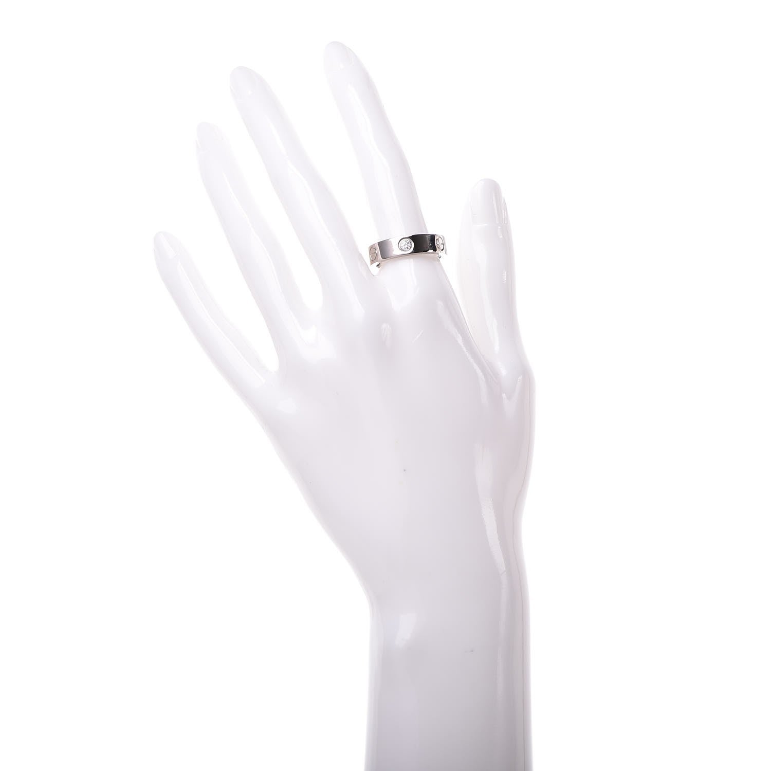 Cartier 18K White Gold 3 Diamond 5.5mm LOVE Ring 57 8 7 of 10