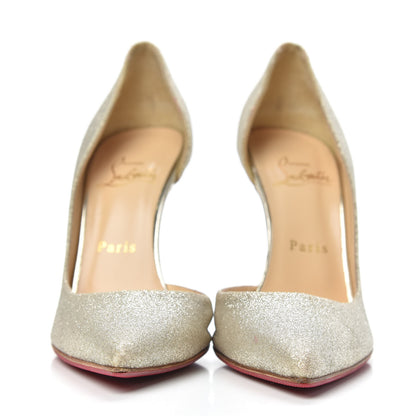 Christian Louboutin Glitter Mini Specchio Iriza 100 Pumps 37 Ivory Light Gold 2 of 10