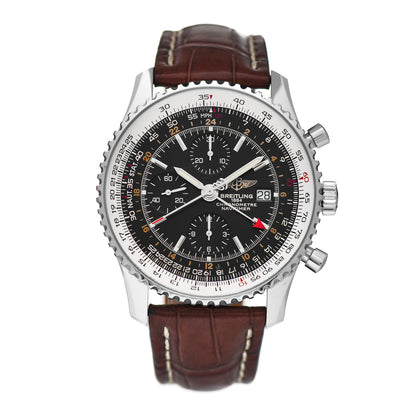 Breitling Stainless Steel Alligator 46mm Navitimer 1884 Limited Edition Chronograph Automatic Watch Black A24322 1 of 4