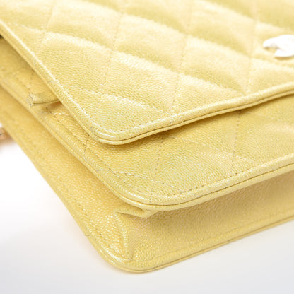 Chanel Iridescent Caviar Quilted Wallet on Chain WOC Yellow 9 of 11