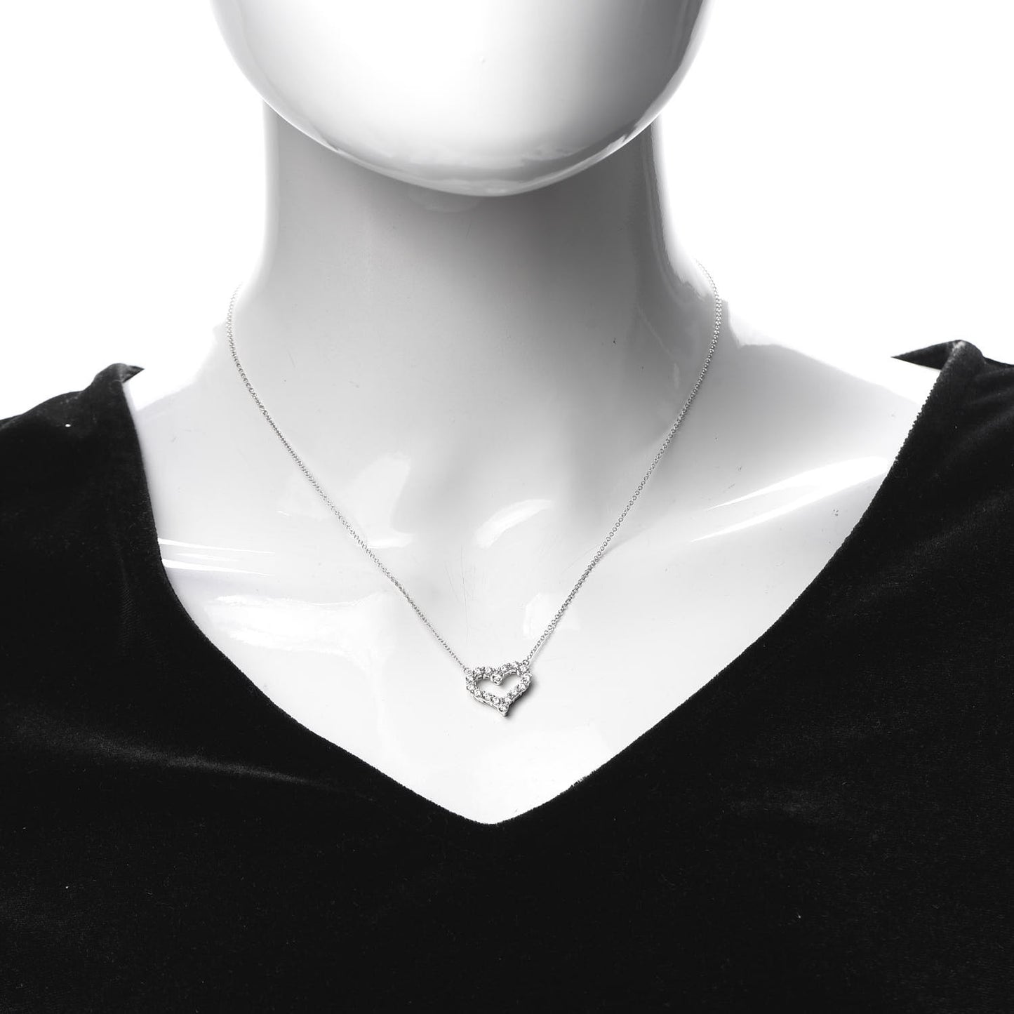 Platinum Diamond Small Heart Pendant Necklace