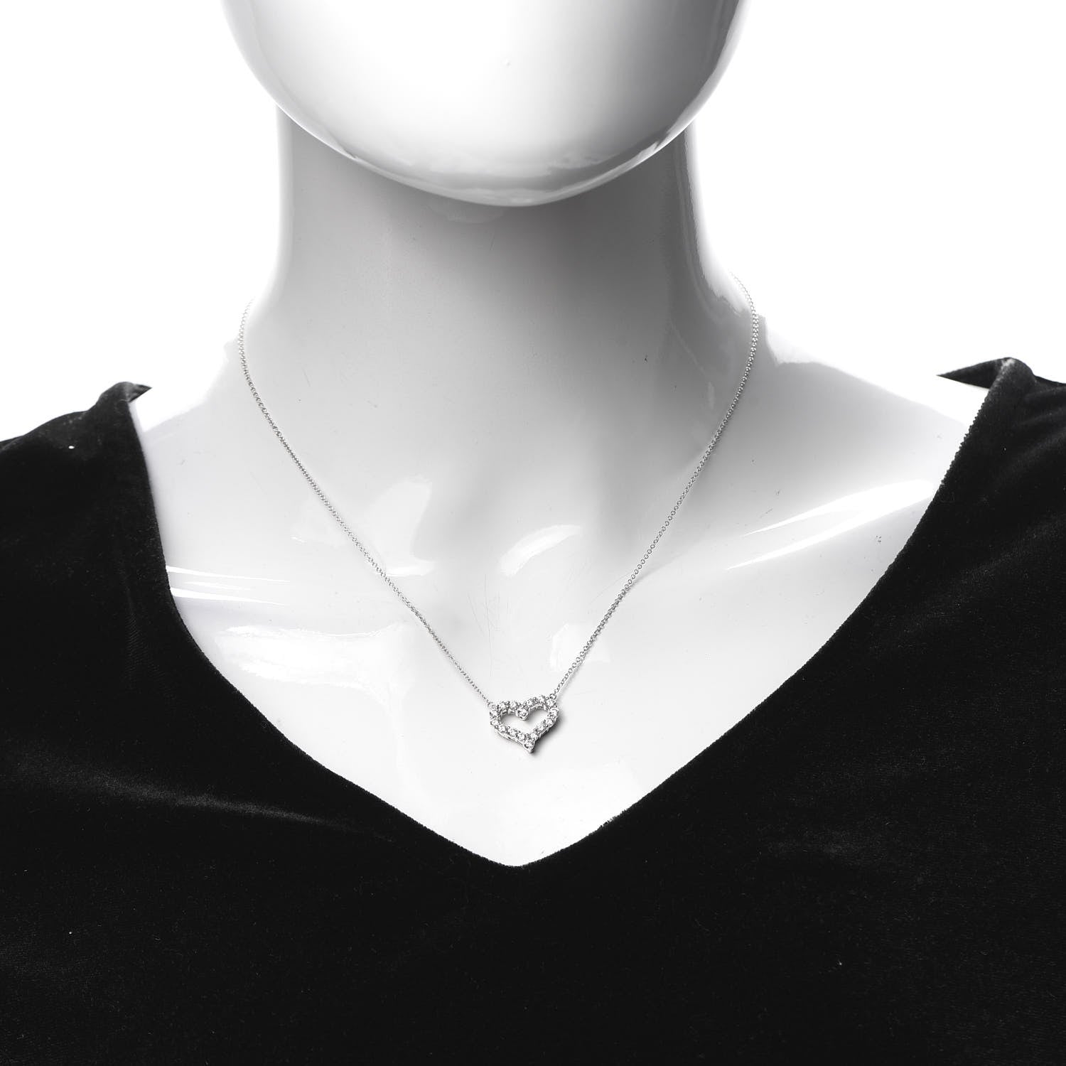 Tiffany Platinum Diamond Small Heart Pendant Necklace 2 of 5