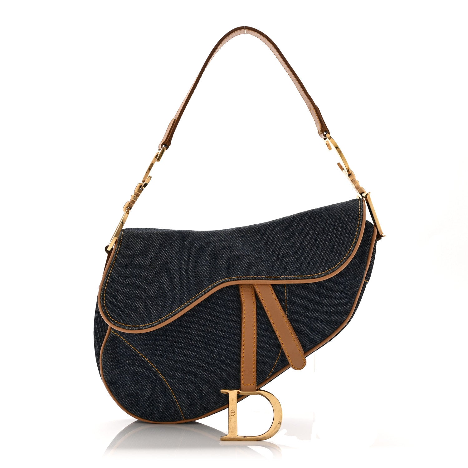 Christian Dior Denim Calfskin Saddle Bag  Blue 1 of 10
