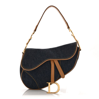 Christian Dior Denim Calfskin Saddle Bag  Blue 1 of 10
