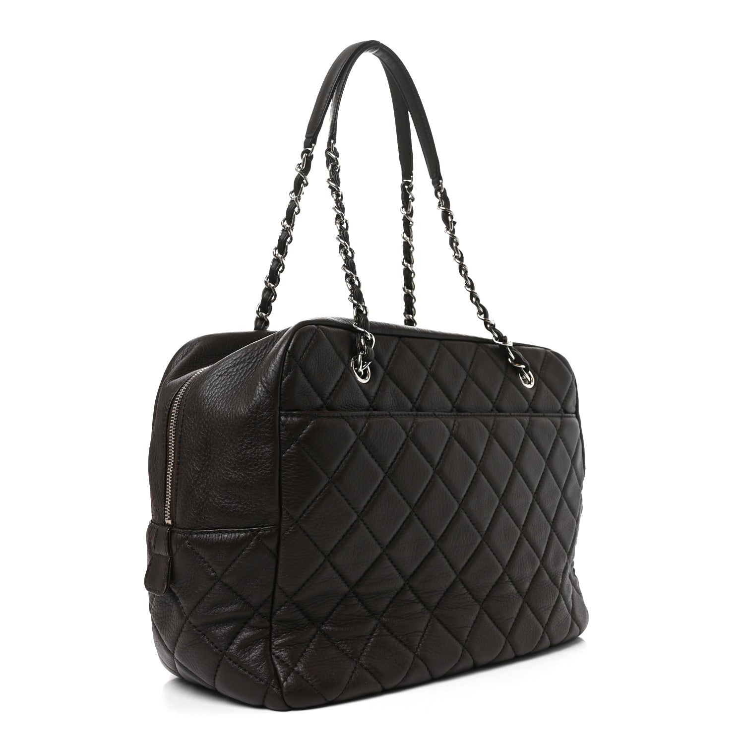Chanel Lambskin Quilted Travel Flap Tote Dark Brown 3 of 10