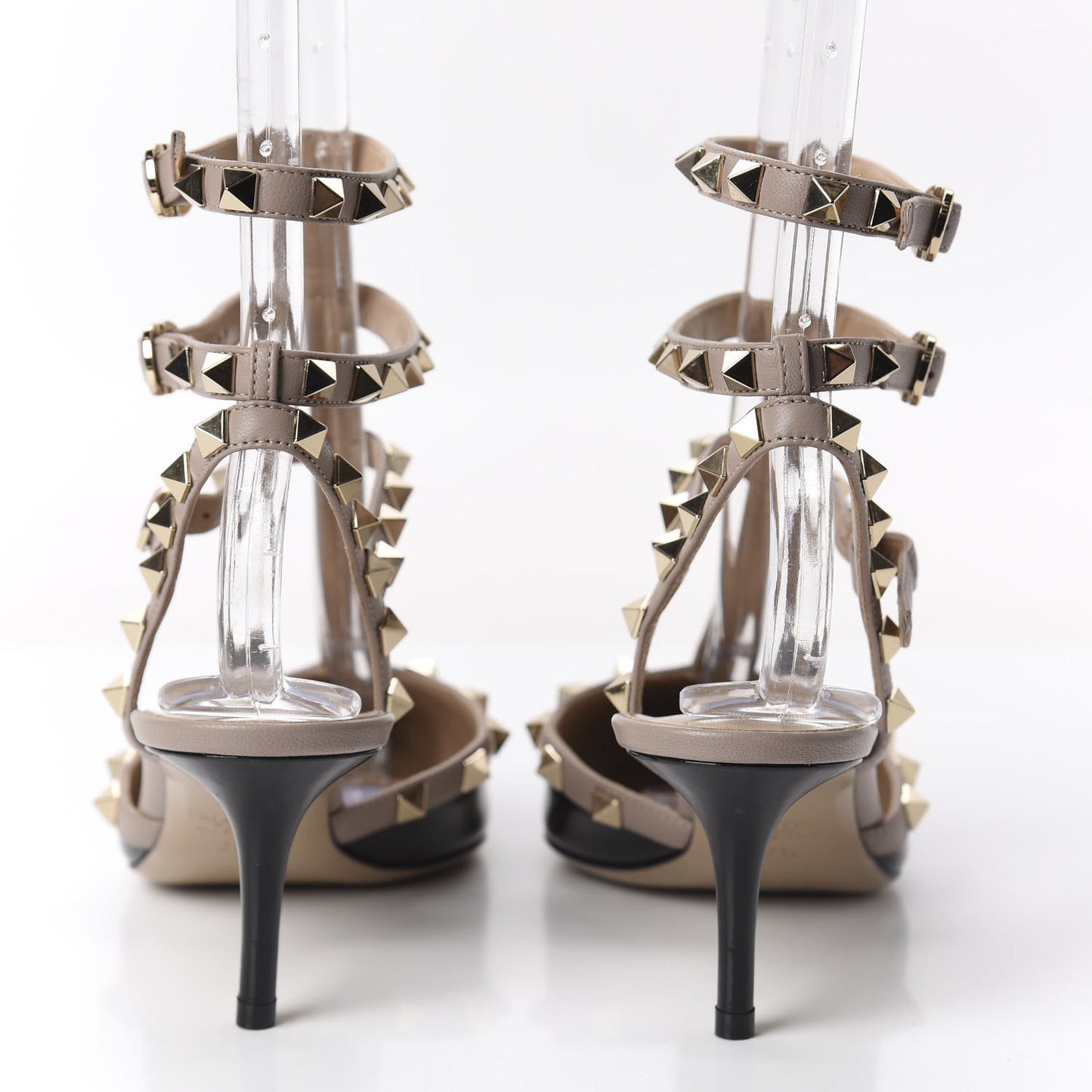 Patent Nappa Rockstud Ankle Strap 65mm Pumps 37.5 Black Poudre