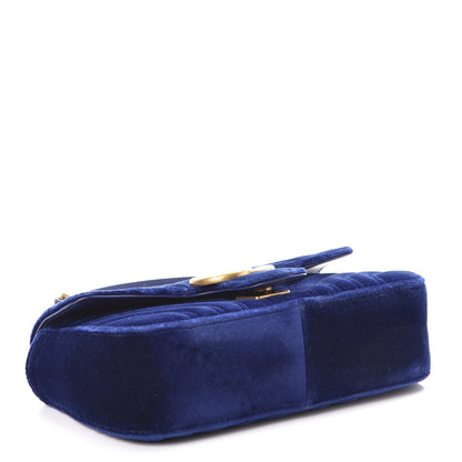 Gucci Velvet Matelasse Mini GG Marmont Shoulder Bag Cobalt Blue 4 of 8