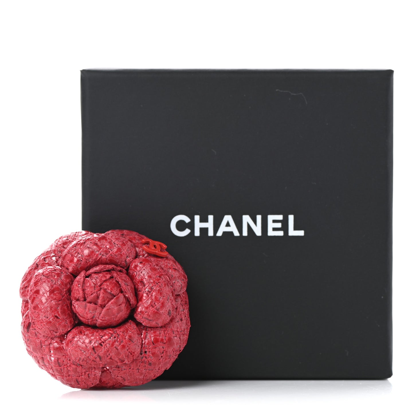 Tweed Camellia Brooch Red