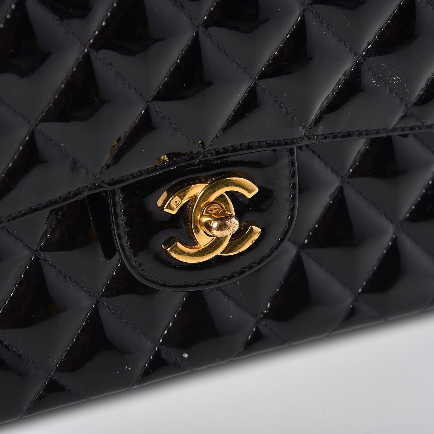 Patent Quilted Small Double Sided Flap Black