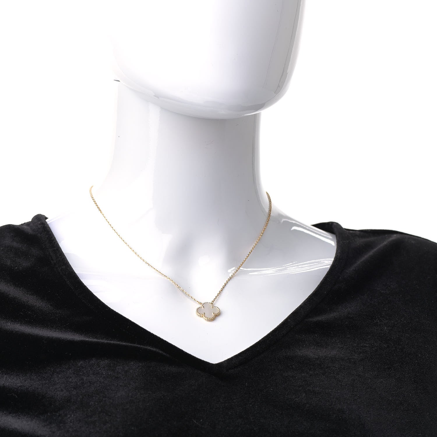 Van Cleef & Arpels 18K Yellow Gold Mother of Pearl Vintage Alhambra Pendant Necklace 2 of 7