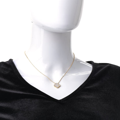 Van Cleef & Arpels 18K Yellow Gold Mother of Pearl Vintage Alhambra Pendant Necklace 2 of 7
