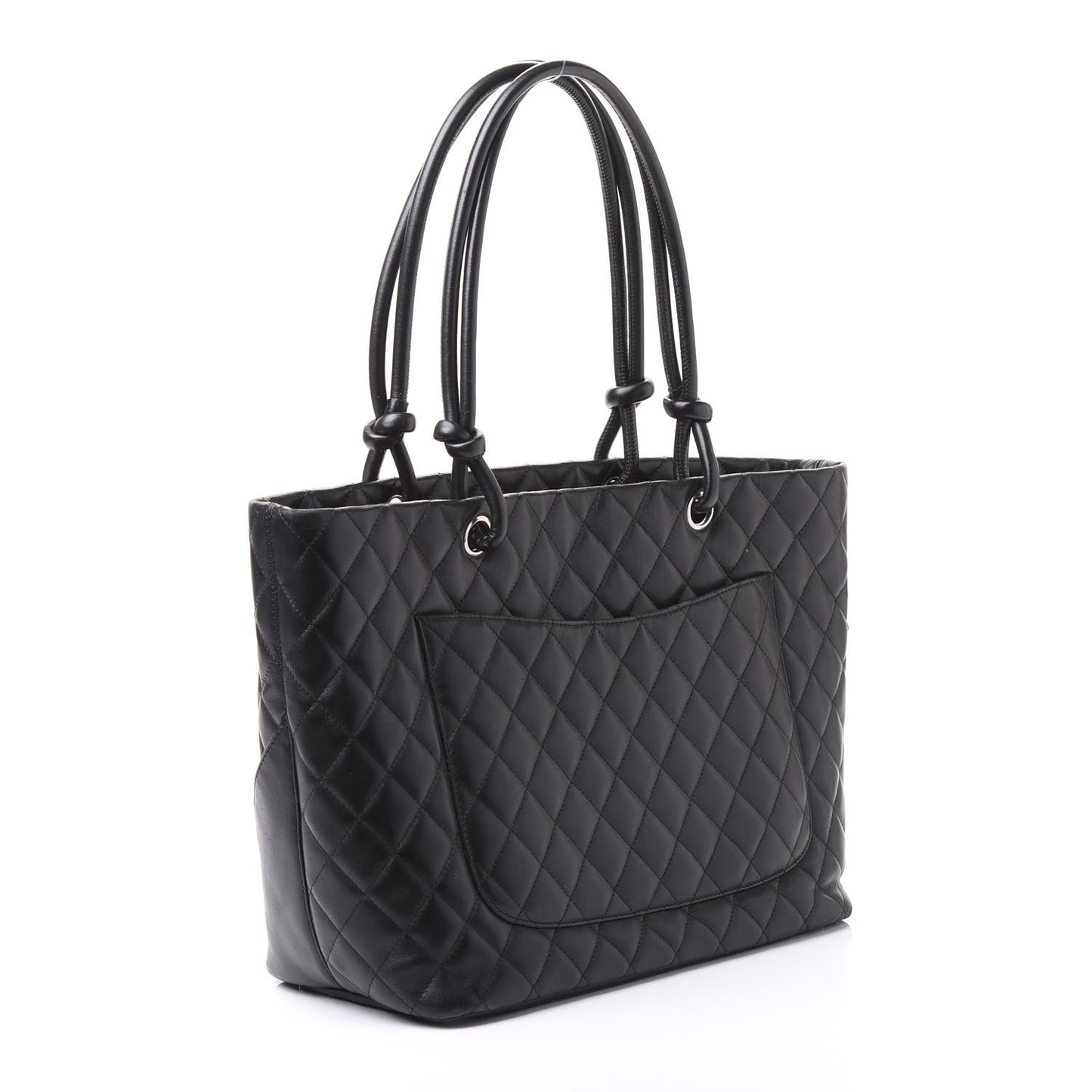 Calfskin Quilted Large Cambon Tote Black
