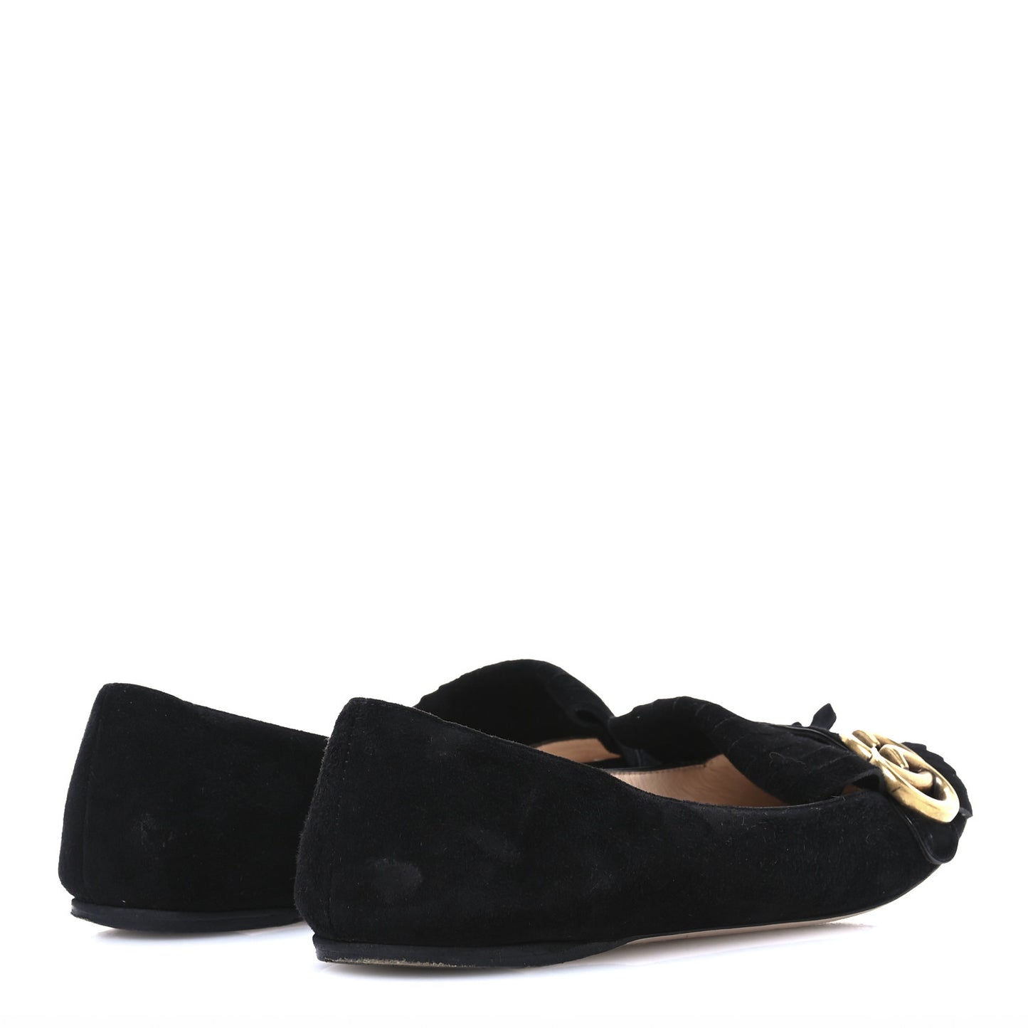 Kid Scamosciato GG Marmont Fringe Flats 36.5 Black