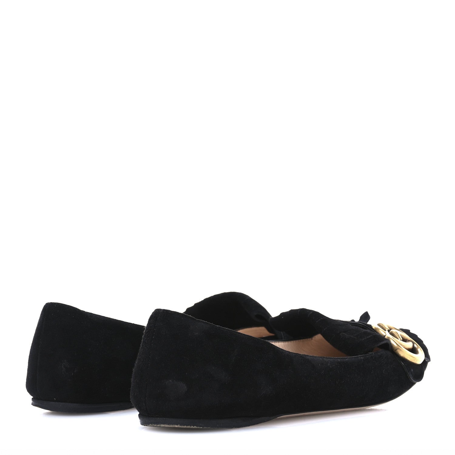 Gucci Kid Scamosciato GG Marmont Fringe Flats 36.5 Black 5 of 9