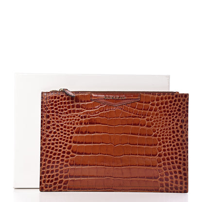 Givenchy Calfskin Crocodile Embossed Medium Antigona Pouch Cognac 10 of 10