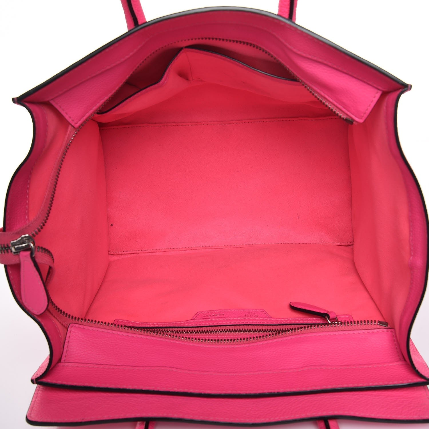 Celine Drummed Calfskin Mini Luggage Fluo Pink 5 of 26