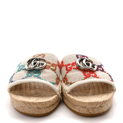 Gucci Linen Psychedelic Mini GG Espadrille Slide Sandals 37.5 Multicolor 3 of 9