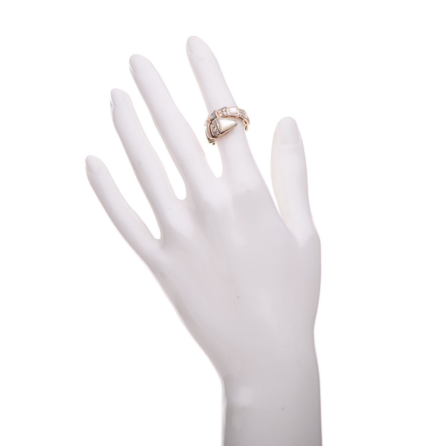 Bulgari BVLGARI 18K Rose Gold Diamond Mother of Pearl Serpenti Ring S 49 5 2 of 6
