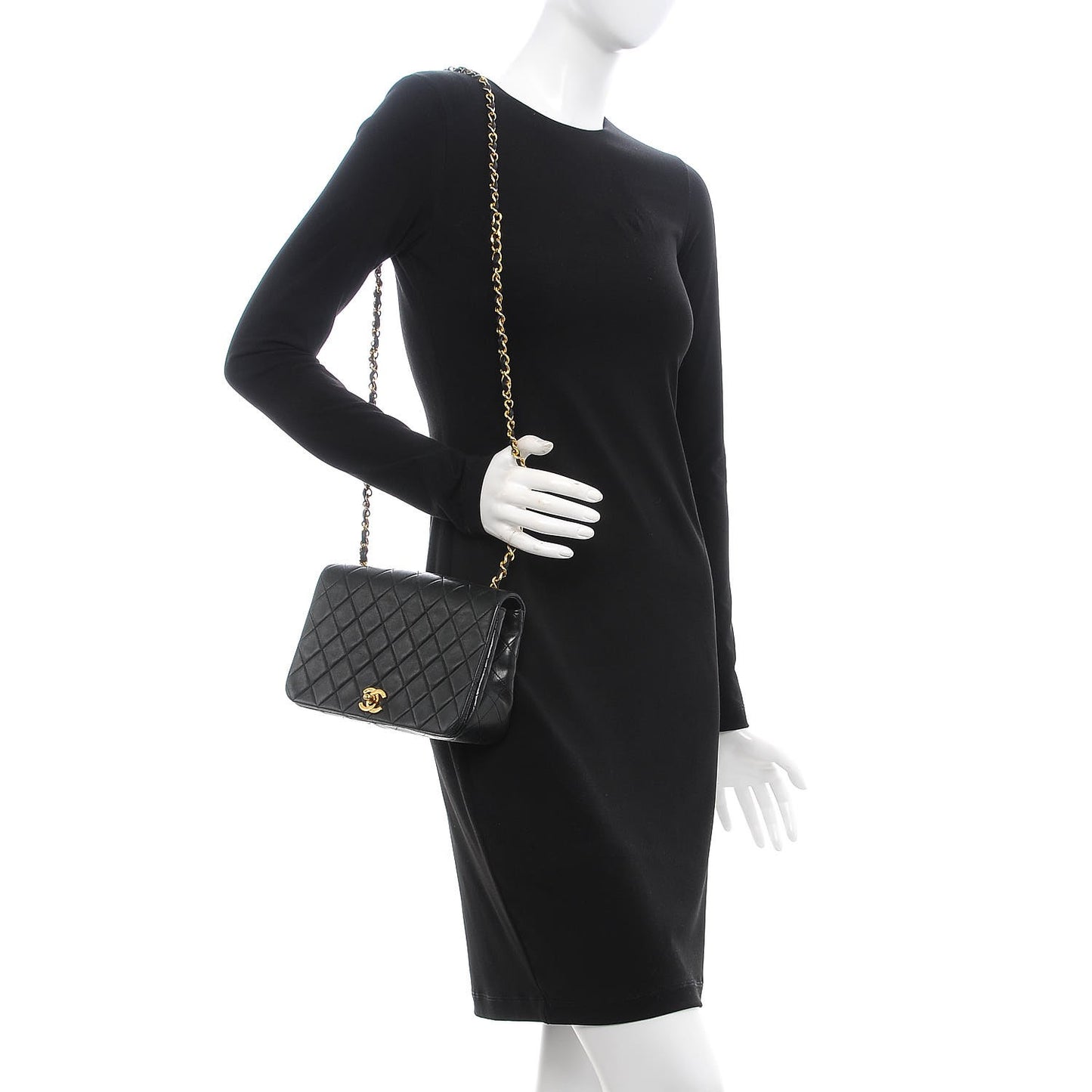 Lambskin Quilted Small Single Flap Black