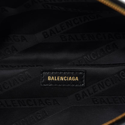 Balenciaga Shiny Goatskin Allover Logo Embossed XXS Souvenir Belt Bag Black 8 of 9