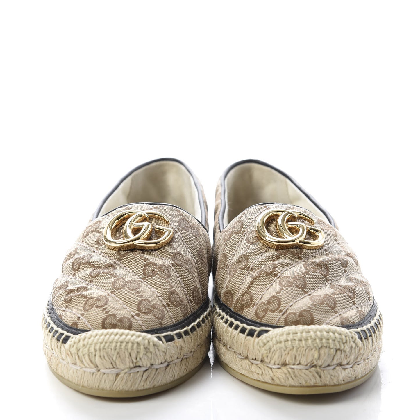 Monogram Matelasse Diagonal GG Marmont Espadrilles 39 Beige Ebony Black
