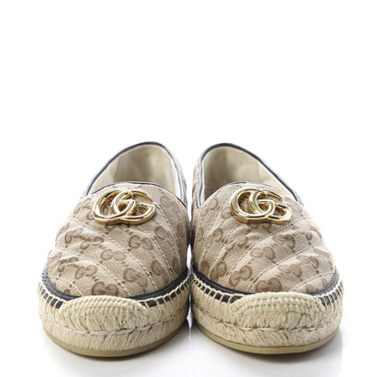 Gucci Monogram Matelasse Diagonal GG Marmont Espadrilles 39 Beige Ebony Black 2 of 10