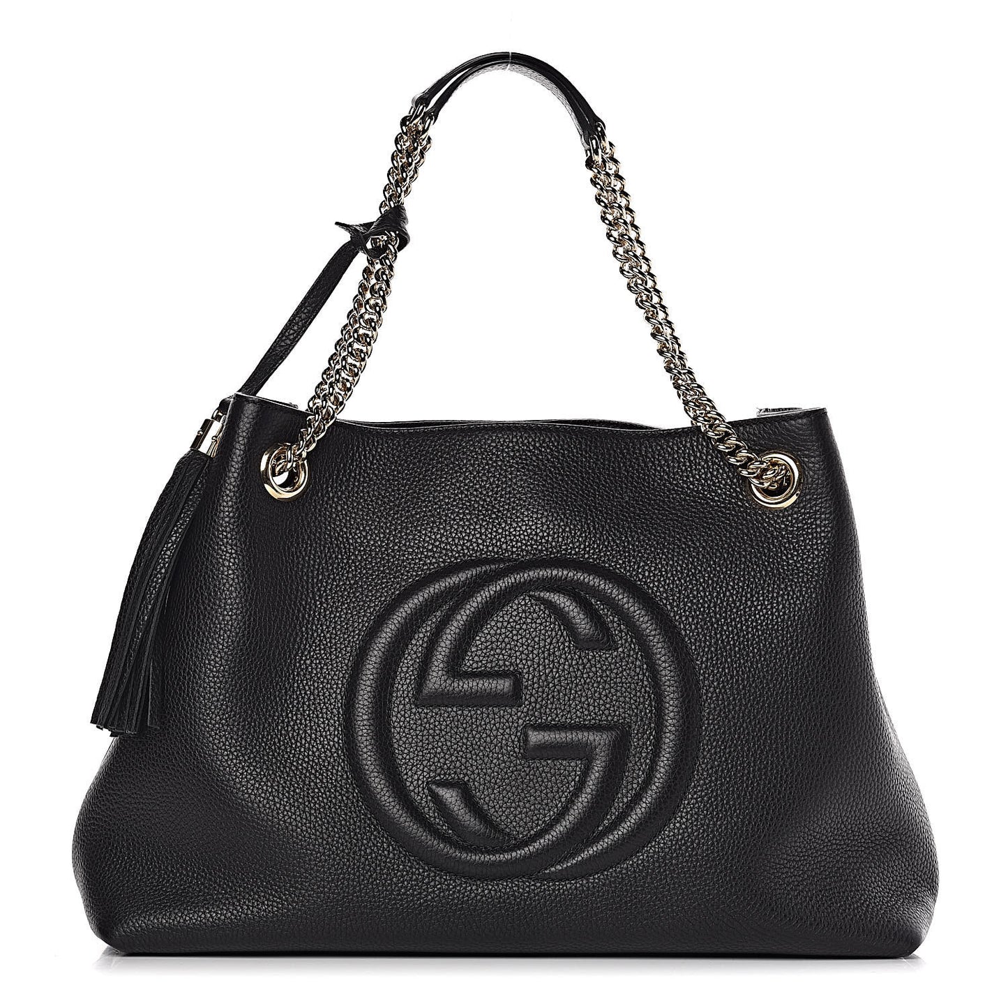 Pebbled Calfskin Medium Soho Chain Shoulder Bag Black