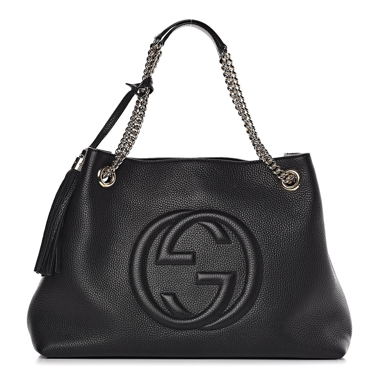 Gucci Pebbled Calfskin Medium Soho Chain Shoulder Bag Black 1 of 12