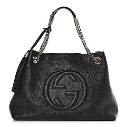 Gucci Pebbled Calfskin Medium Soho Chain Shoulder Bag Black 1 of 12