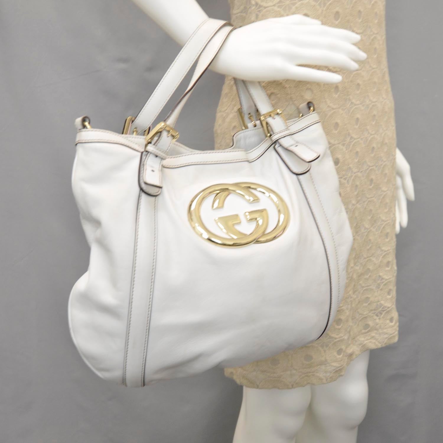 Gucci Leather Medium Britt Tote White 2 of 9