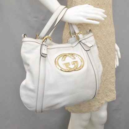 Gucci Leather Medium Britt Tote White 2 of 9