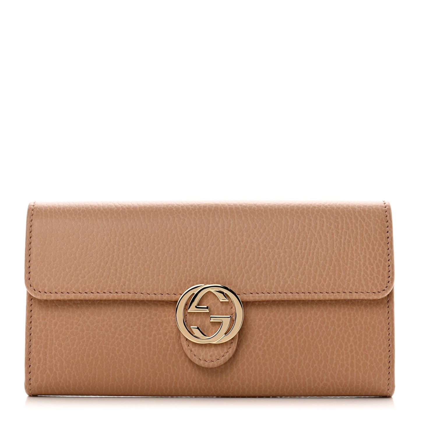 Dollar Calfskin Interlocking G Continental Wallet Camelia