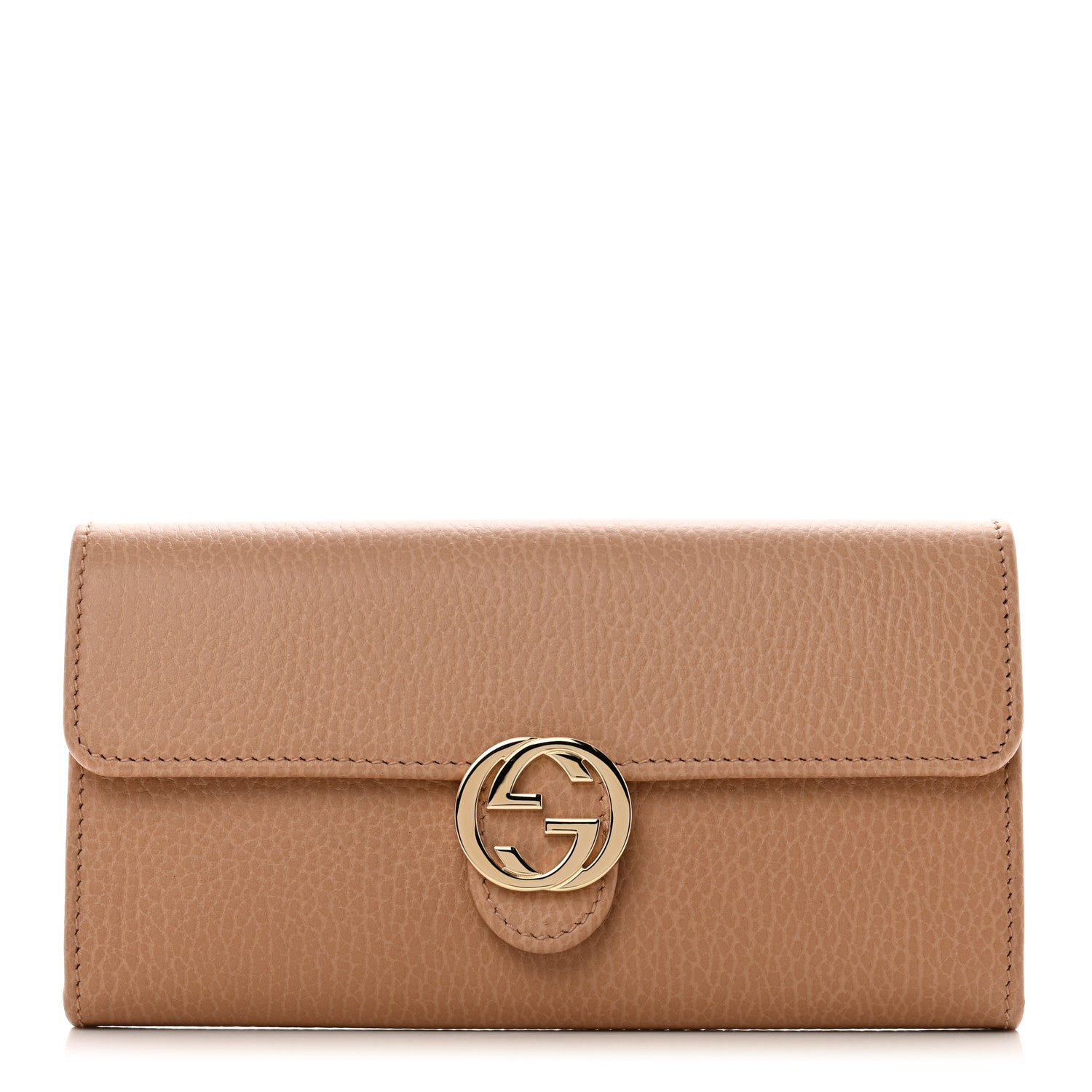 Gucci Dollar Calfskin Interlocking G Continental Wallet Camelia 1 of 8
