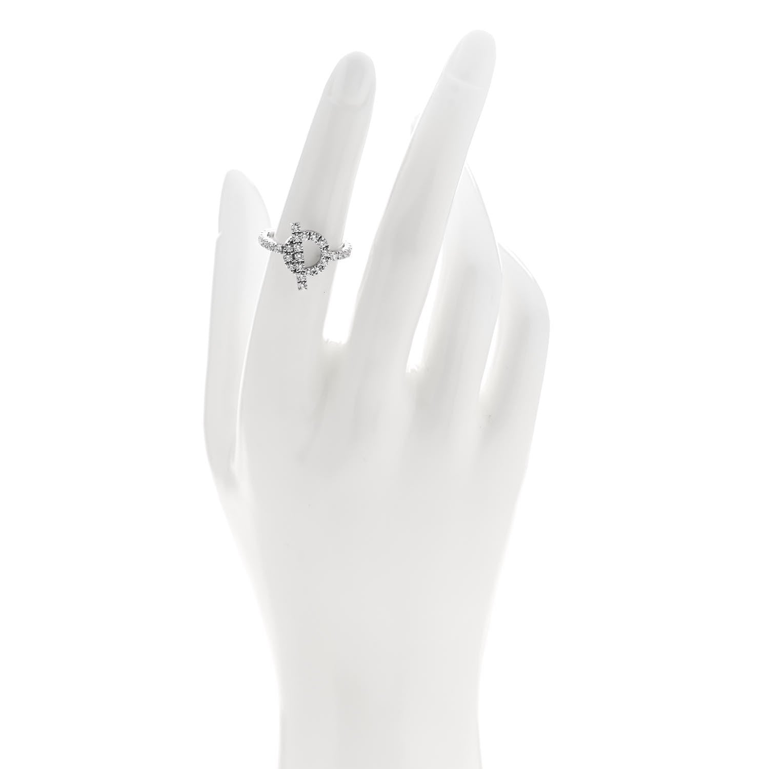 Hermes 18K White Gold Diamond Finesse Ring 52 6 2 of 5