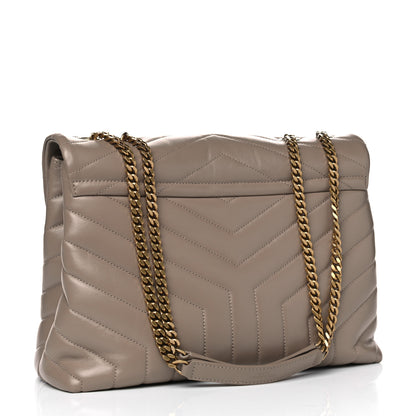Saint Laurent Calfskin Y Quilted Monogram Medium Loulou Chain Satchel Dusty Grey 2 of 4