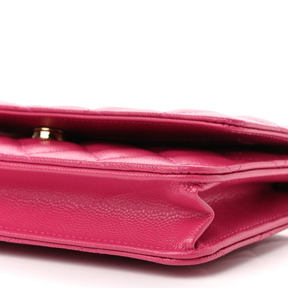 Chanel Caviar Quilted Wallet on Chain WOC Dark Pink 9 of 10