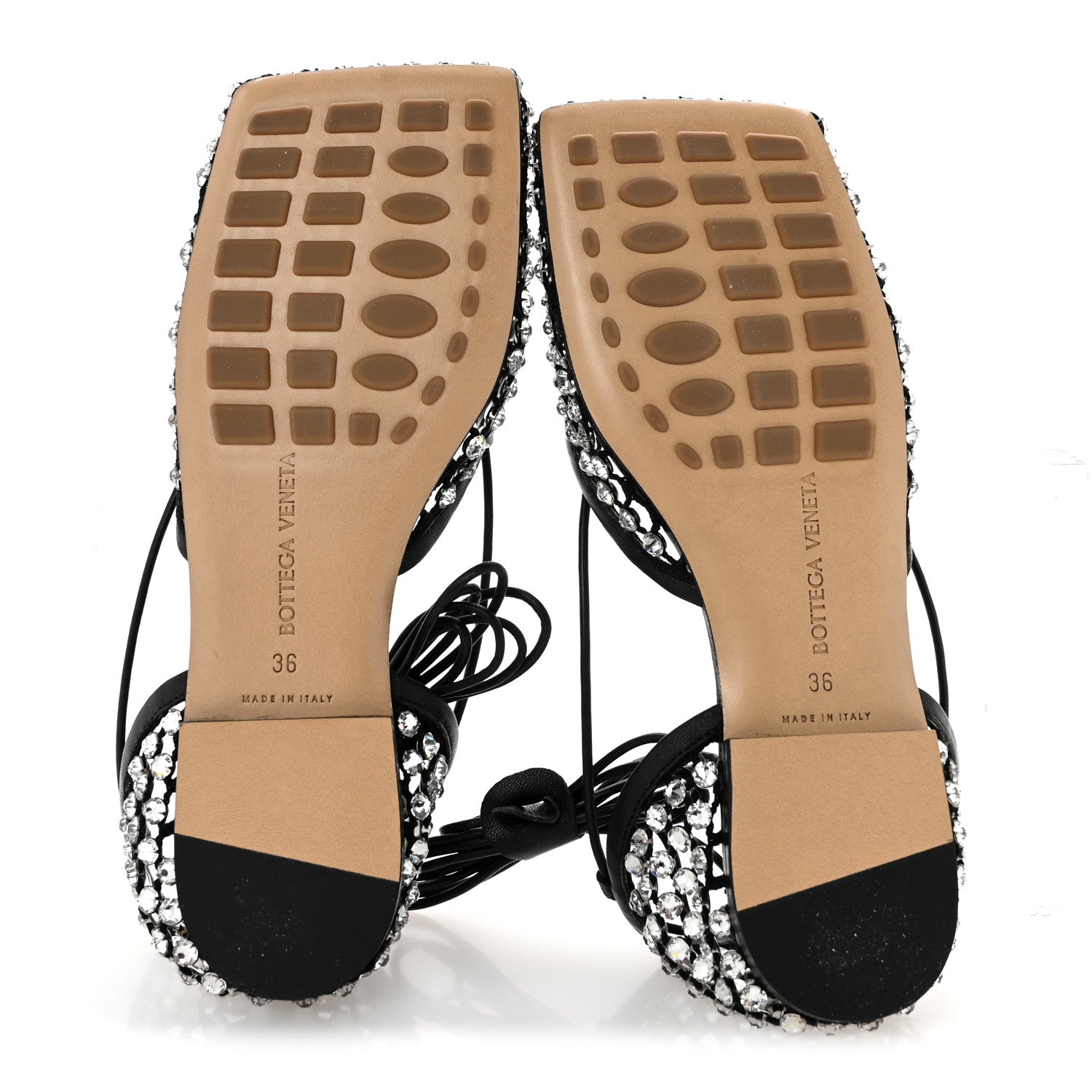 Bottega Veneta Mesh Nappa Crystal Embellished Sparkle Stretch Ankle Tie Flats 36 Black 6 of 9