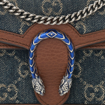 Gucci New Denim GG Monogram Dollar Calfskin Enamel Super Mini Dionysus Shoulder Bag Blue Tea Cuir Epilog Electric Blue 7 of 10