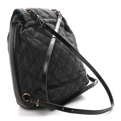 Chanel Denim Calfskin Quilted Backpack Black 3 of 10