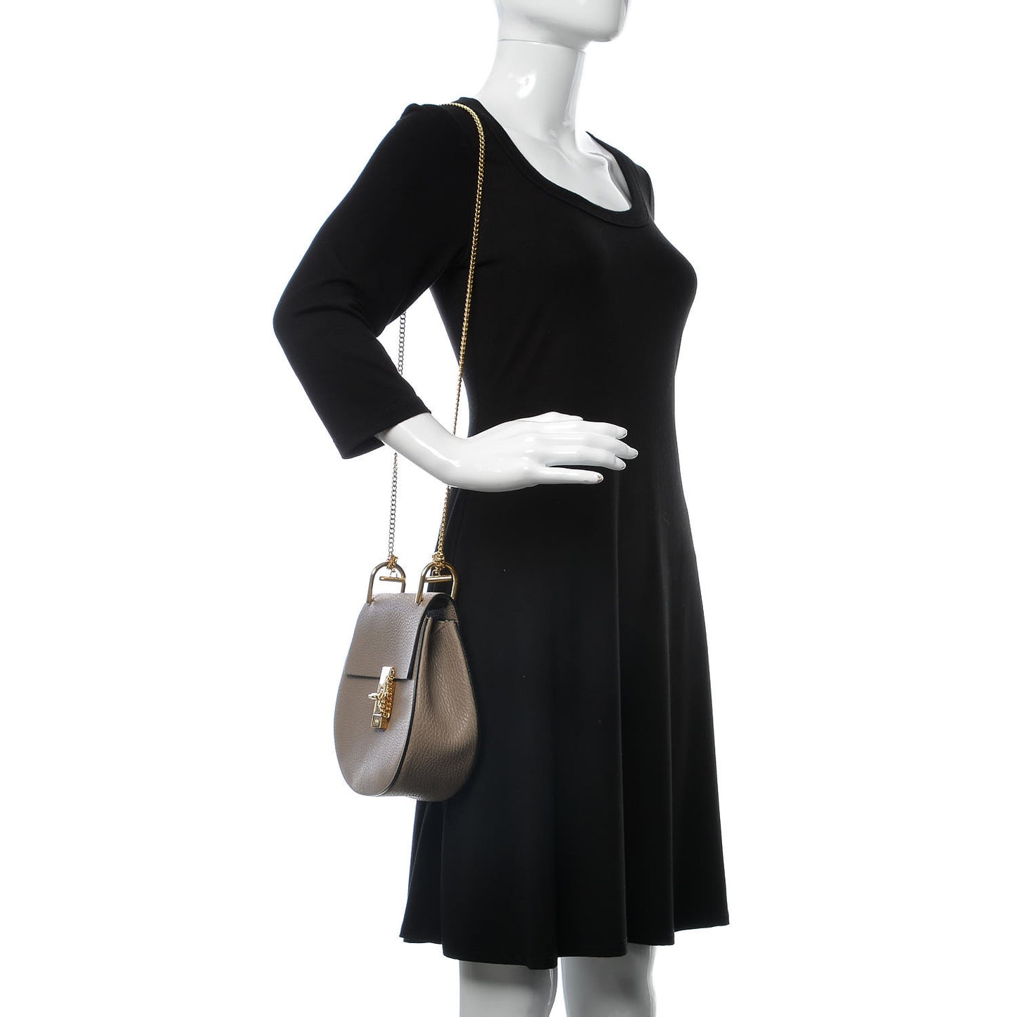 Grained Lambskin Drew Shoulder Bag Motty Grey